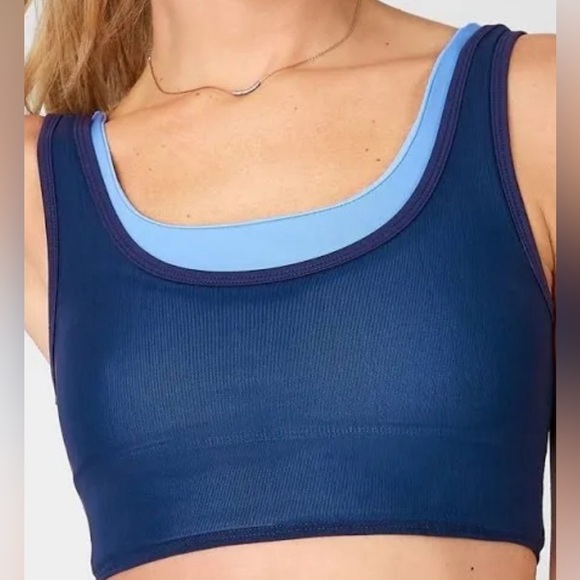 NWT Fabletics Double Layer Bra Navy Blue Semi-sheer size S - Picture 2 of 6
